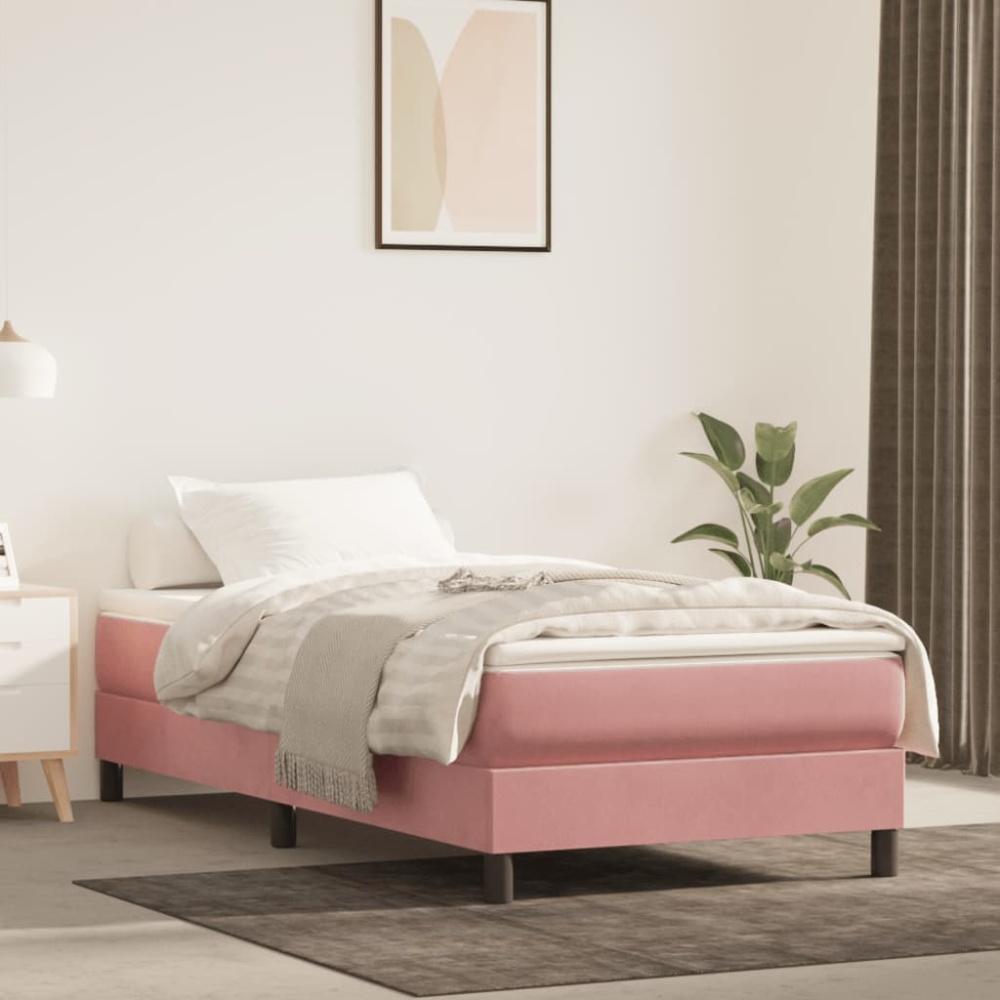 vidaXL Boxspringbett mit Matratze Rosa 100x200 cm Samt 3144320 Bild 1