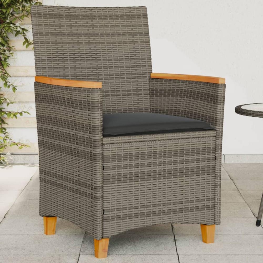 vidaXL Gartenstühle mit Kissen 2 Stk. Grau Poly Rattan Massivholz 368721 Bild 1