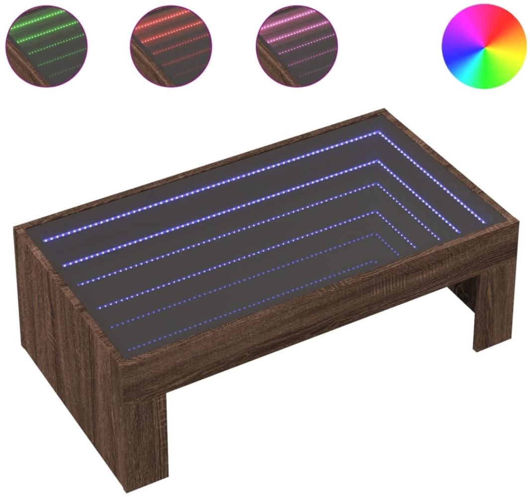 vidaXL Couchtisch mit Infinity-LED Braun Eichen-Optik 90x50x30 cm 847622 Bild 1