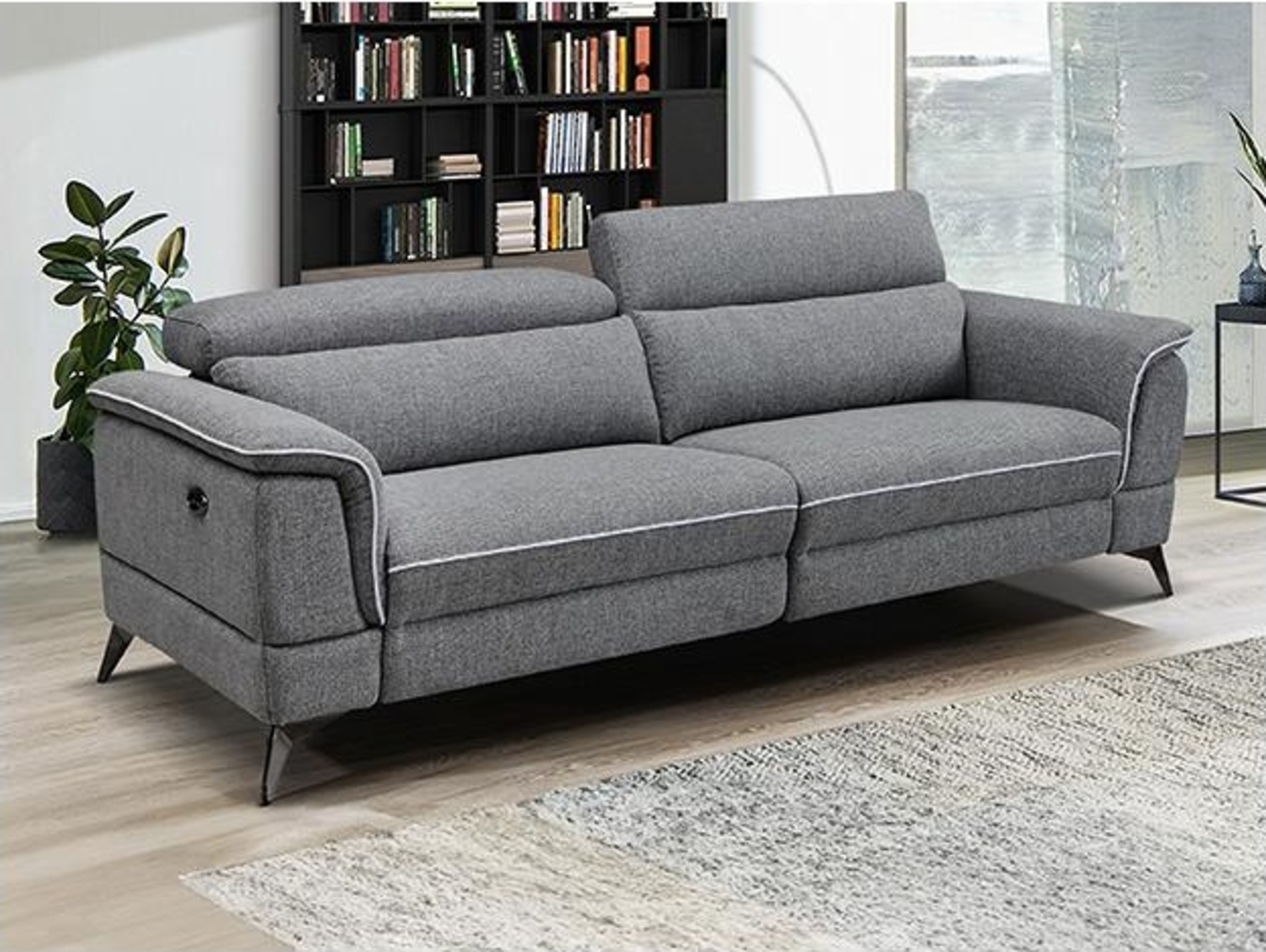 Vente-unique - Relaxsofa elektrisch 3-Sitzer - Stoff - Grau - MACARI Bild 1