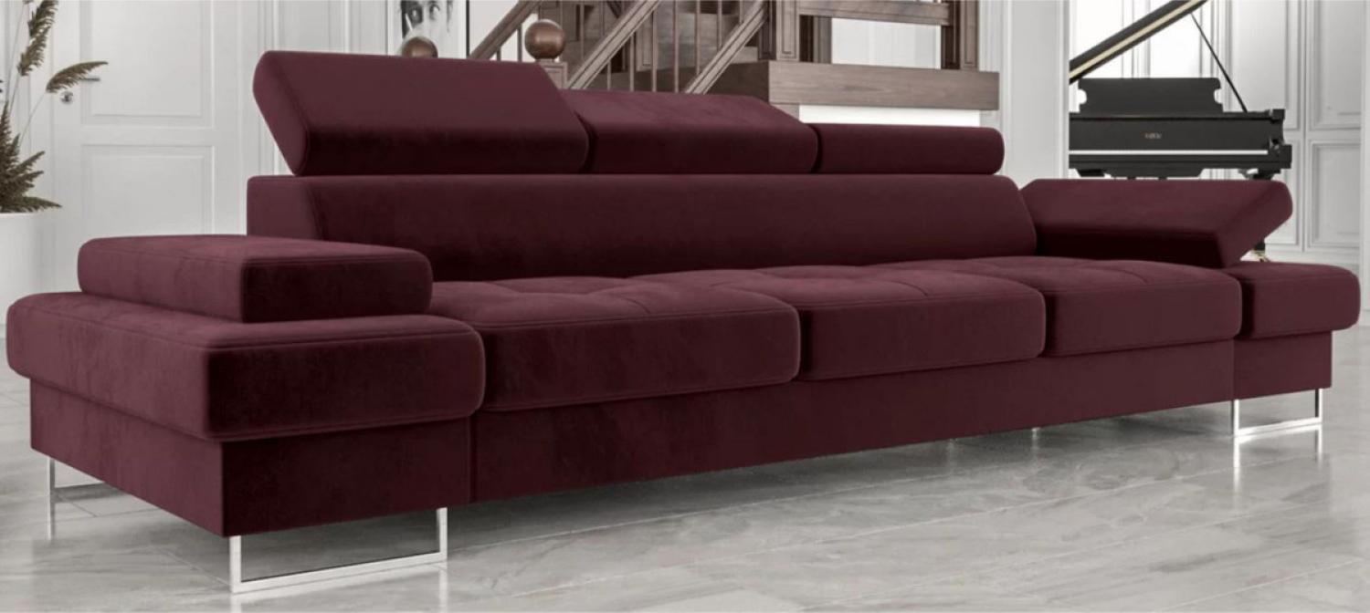 Casa Padrino Luxus Samt Sofa Lila / Silber 305 x 97 x H. 74-95 cm - Wohnzimmer Sofa mit verstellbaren Kopfstützen - Wohnzimmer Möbel - Luxus Möbel - Luxus Einrichtung Bild 1