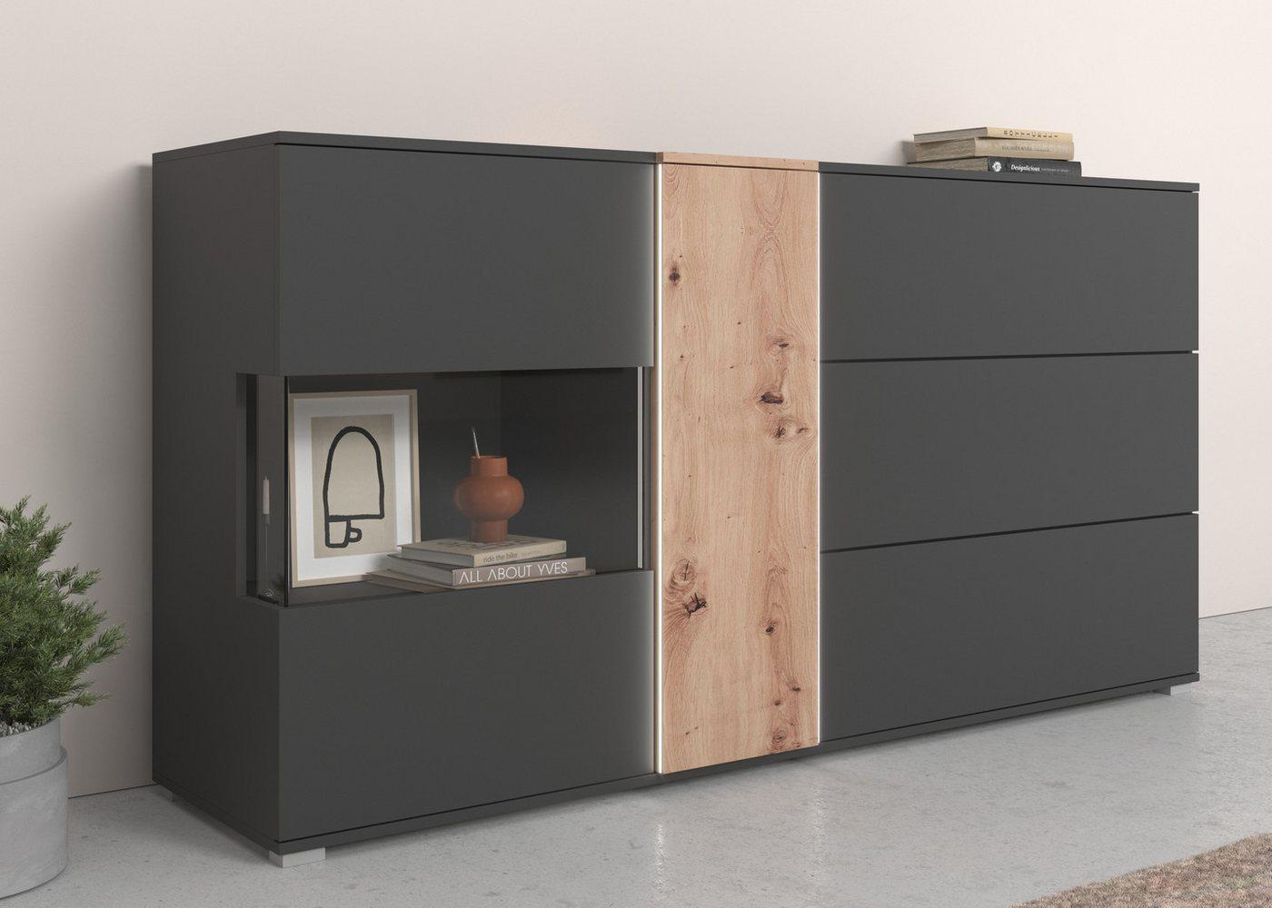 COTTA Sideboard Montana, Kommode, Breite 185 cm, inkl. LED-Beleuchtung, mit Push-To-Open Bild 1