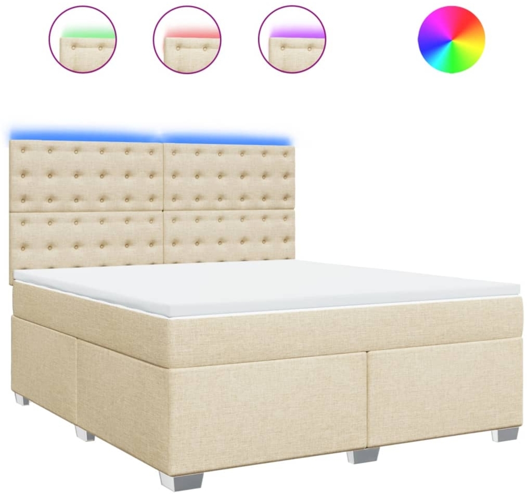 vidaXL Boxspringbett mit Matratze Creme 180x200 cm Stoff 3292886 Bild 1