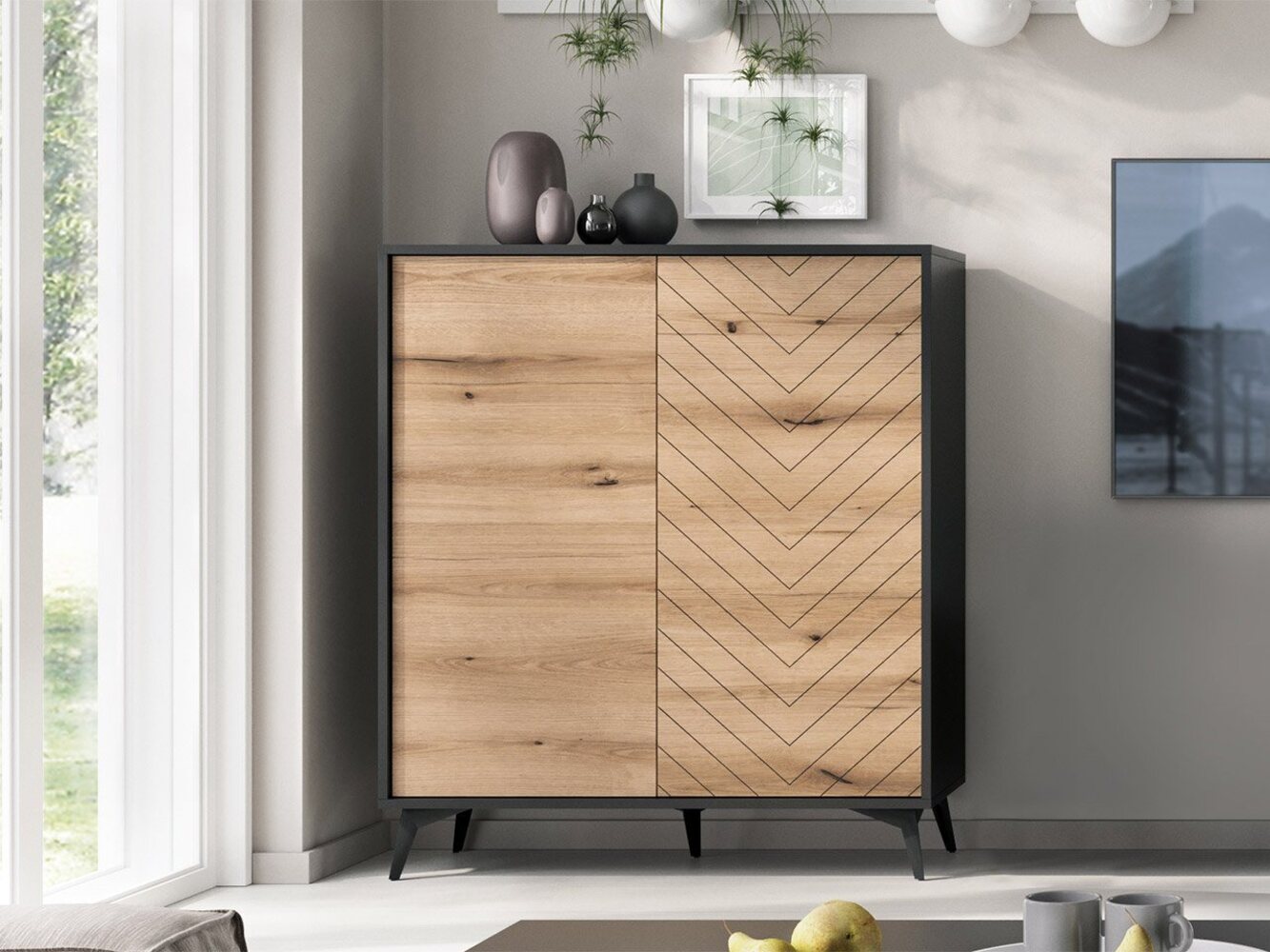 Kommode Dailan KD104 (Farbe: Schwarz / Evoke Eiche) Bild 1