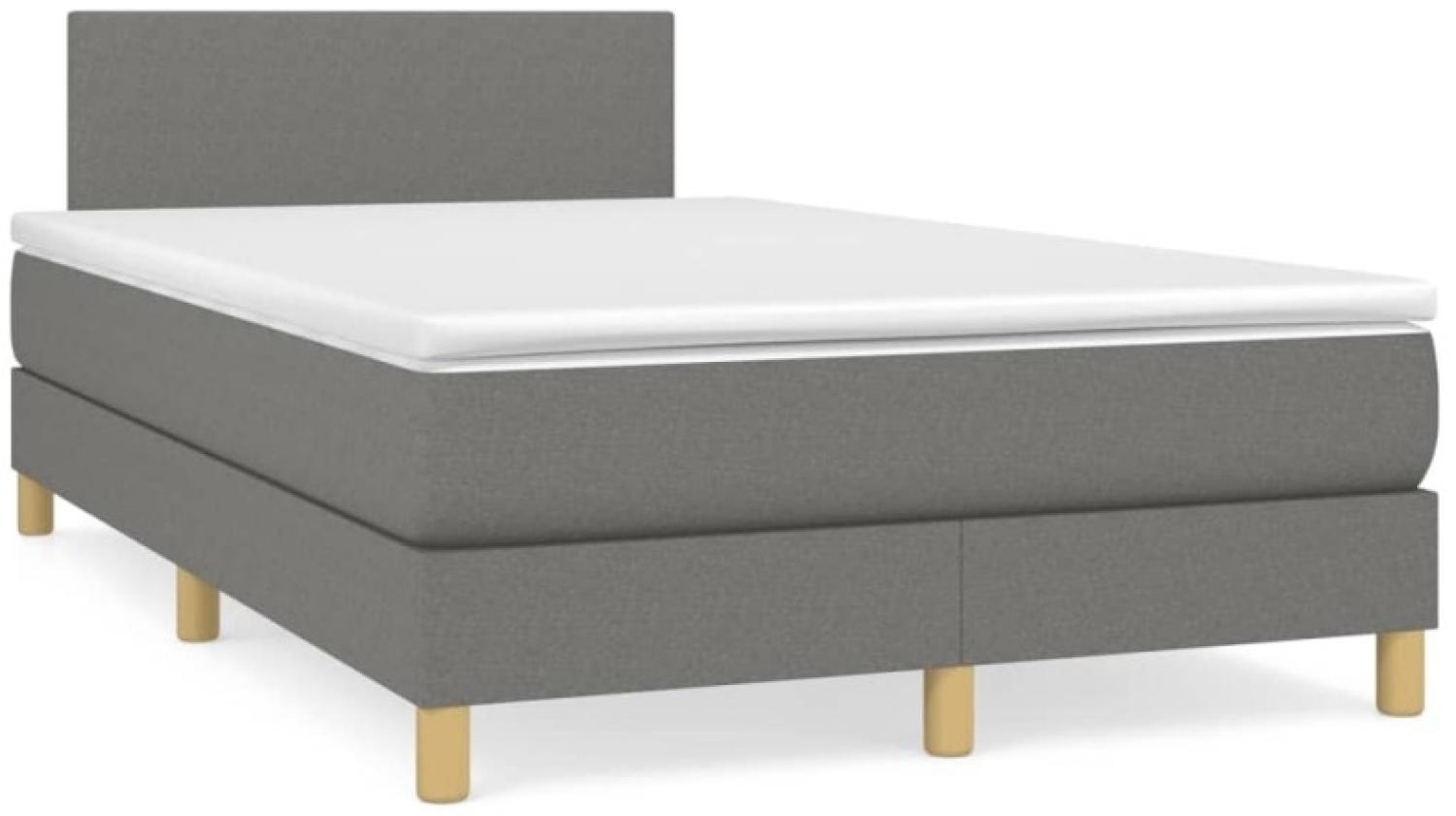 vidaXL Boxspringbett mit Matratze, Holzwerkstoff dunkelgrau, 120 x 190 cm Bild 1