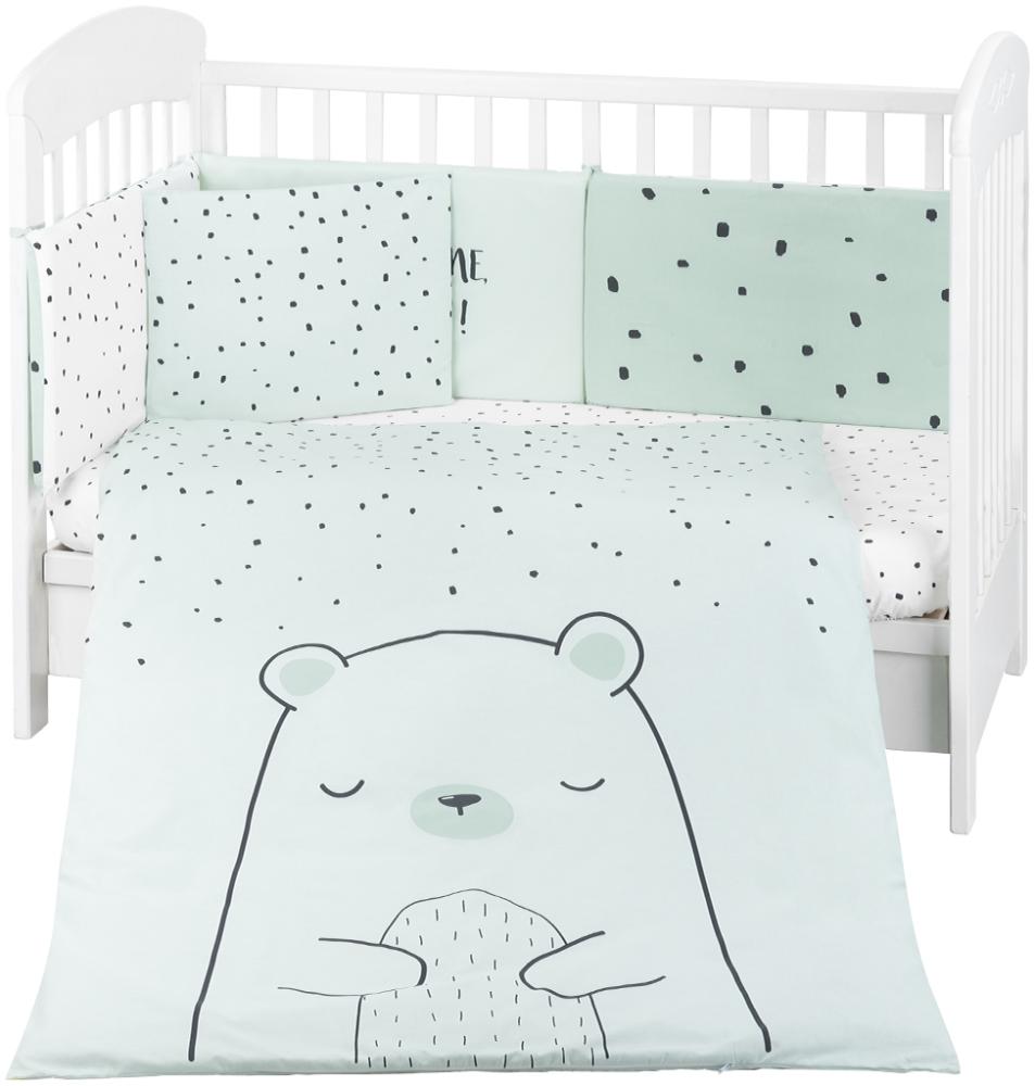 Kikkaboo Kinderbettwäsche Bär 6tlg. Decke 135x95 Kissen 45x35 Laken 140x70 grün Bild 1