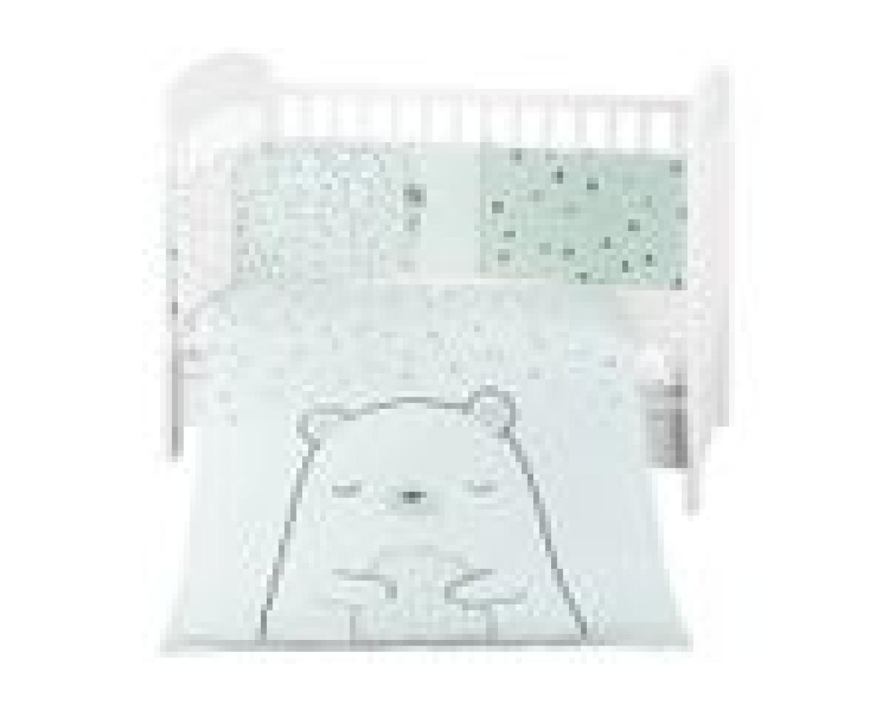 Kikkaboo Kinderbettwäsche Bär 6tlg. Decke 135 x 95 Kissen 45 x 35 Laken 140 x 70 grün Bild 1