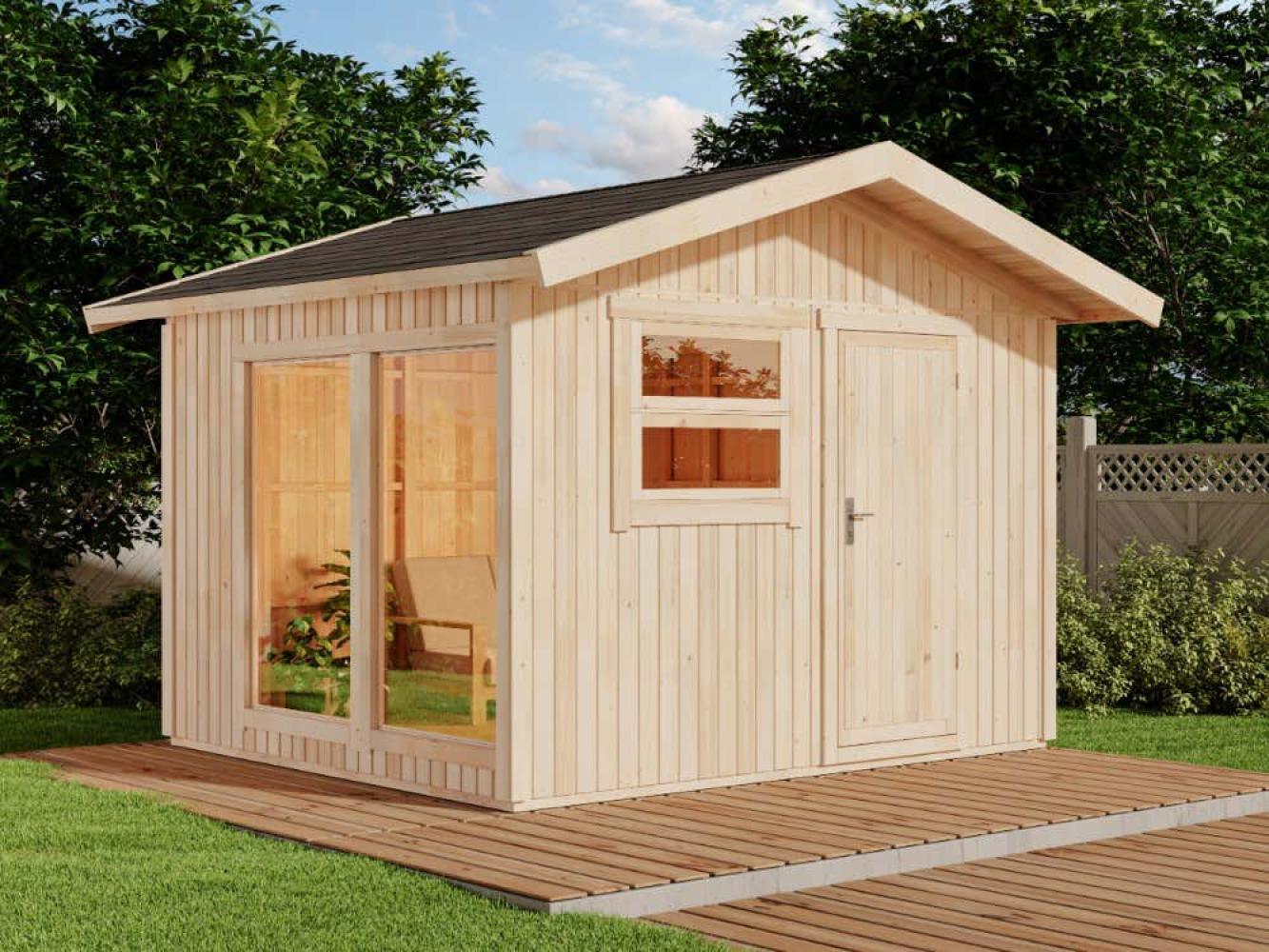 Alpholz Design Gartenhaus Polli Gartenhaus aus Holz Holzhaus mit 86 mm Wandstärke Blockbohlenhaus Bild 1