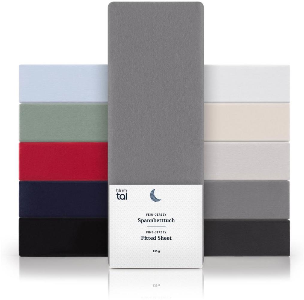 Blumtal® Basics Jersey Spannbettlaken 200x200cm -Oeko-TEX Zertifiziert, 100% Baumwolle Bettlaken, bis 20cm Matratzenhöhe, Grau Bild 1