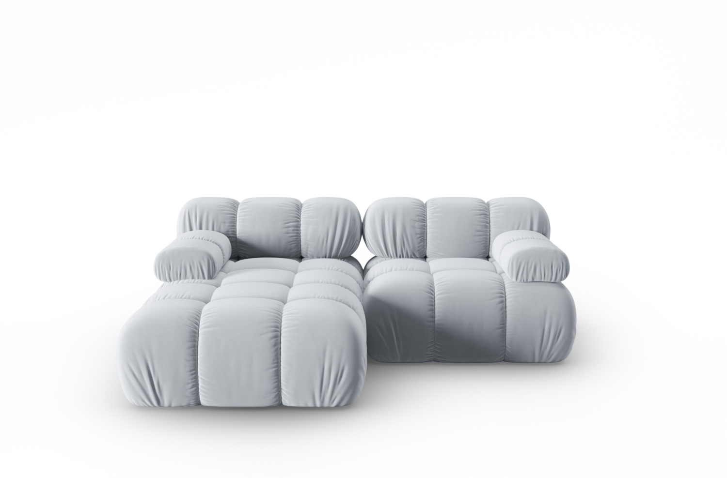 Micadoni Modulares Ecksofa Bellis 3-Sitzer Links Samt Bluvel Hellblau Bild 1