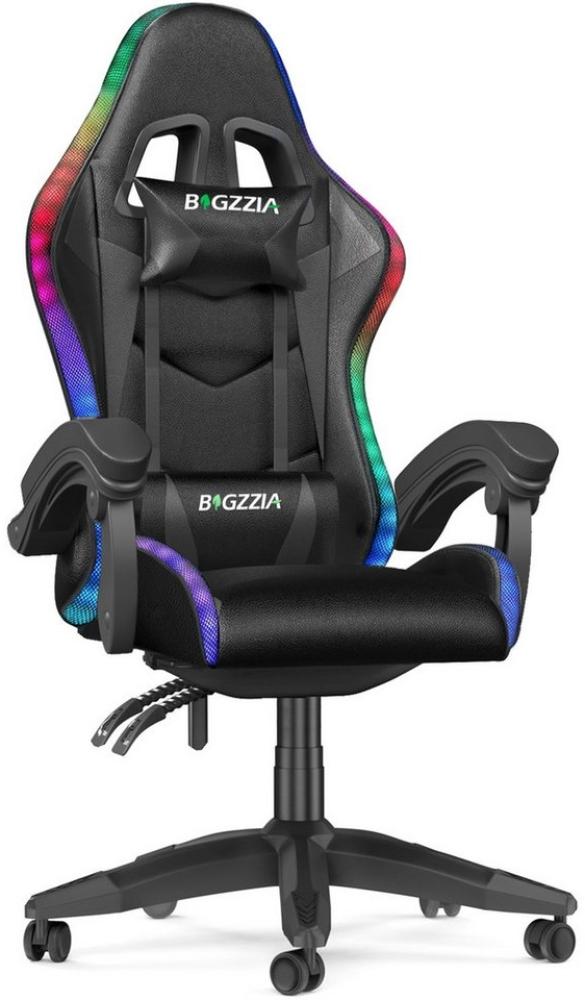 BIGZZIA Gaming-Stuhl mit LED - Gaming Chair Gamer Stühle RGB Licht, Beleuchtung Computerstuhl Höhenverstellbar Ergonomisch Bürostuhl Bild 1