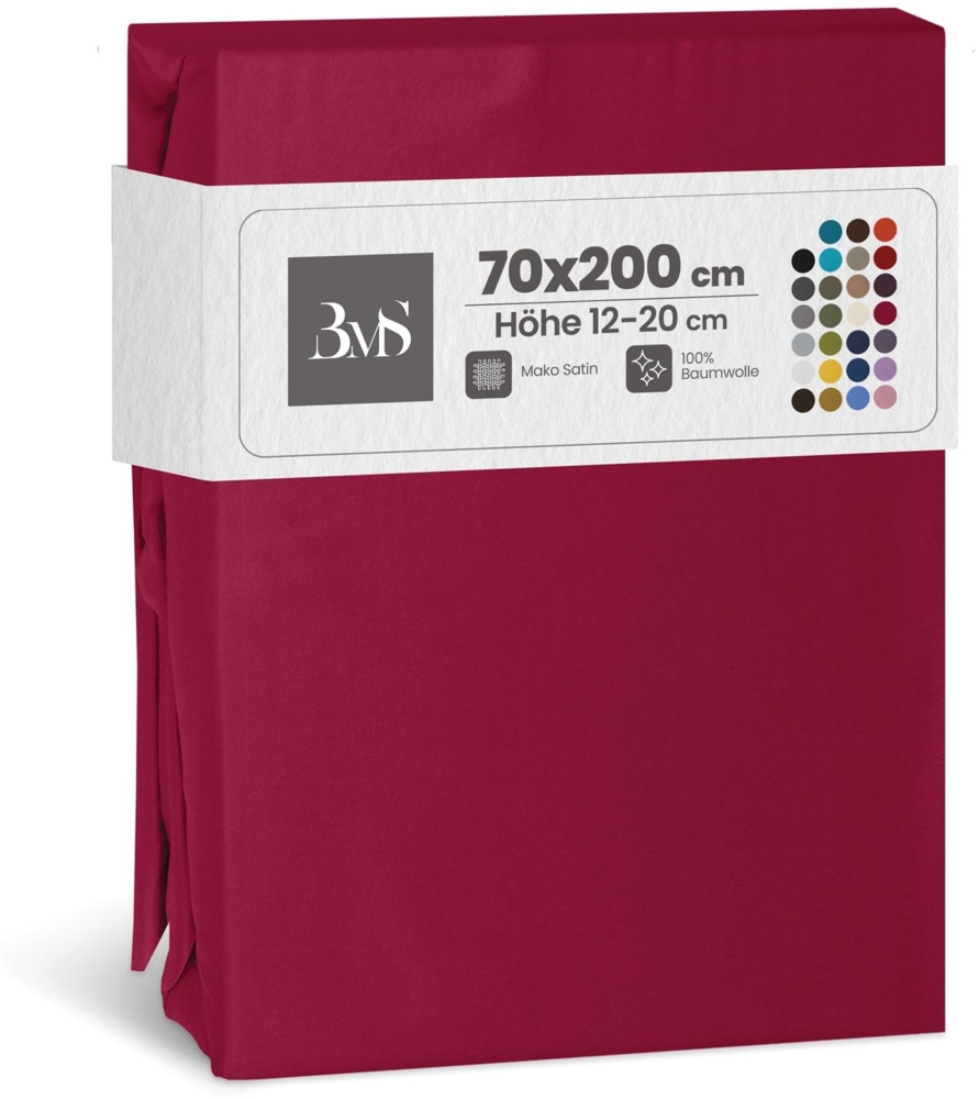 Bettwaesche-mit-Stil Mako-Satin Spannbettlaken pink 70x200cm Bild 1