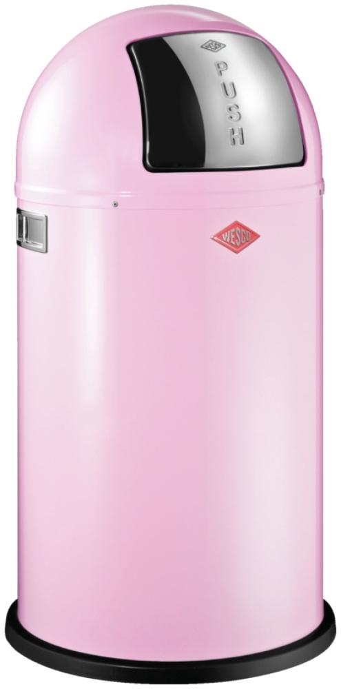 Wesco 'Pushboy' Mülleimer mit Klappdeckel, 50 Liter, Stahlblech, Pink Bild 1