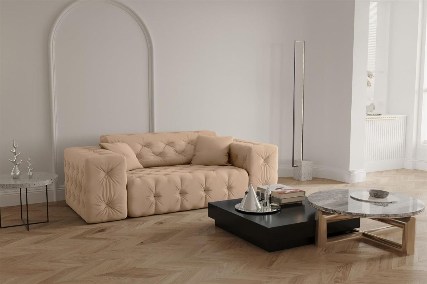 Sofa Designersofa CHANTAL 2-Sitzer in Stoff Opera Velvet Beige Bild 1