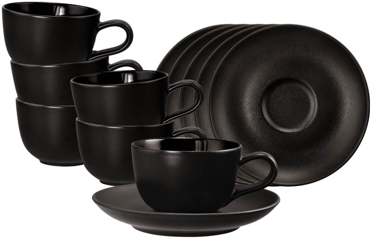 Seltmann Weiden Liberty Velvet Black Espressotasse mit Untertasse 100 ml 6er Set Bild 1