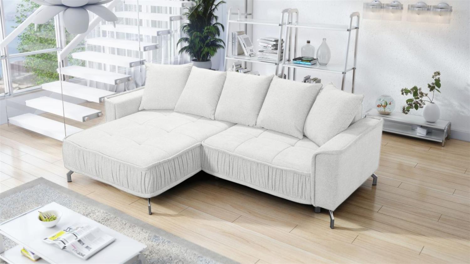 Ecksofa Schlafsofa Sofa FLORENCE Stoff Bubble Creme Ottomane Links Bild 1