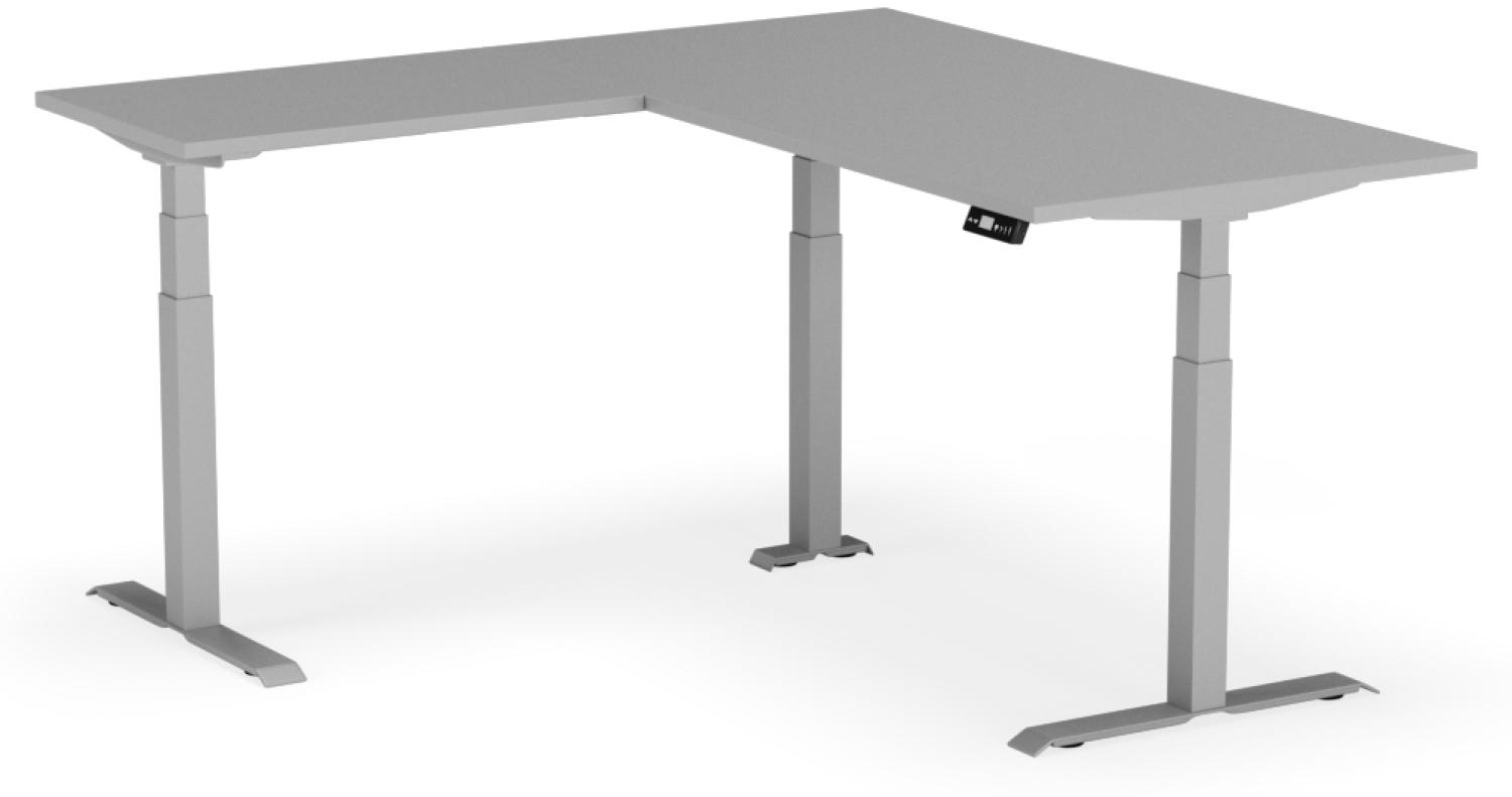 elektrisch höhenverstellbarer elektrisch höhenverstellbarer Schreibtisch L-SHAPE 180 x 170 x 60 - 90 cm - Gestell Grau, Platte Grau Bild 1