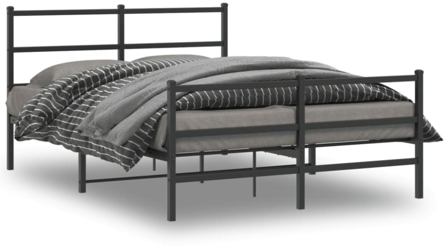 vidaXL Bettgestell mit Kopf- und Fußteil Metall Schwarz 135x190 cm 355382 Bild 1