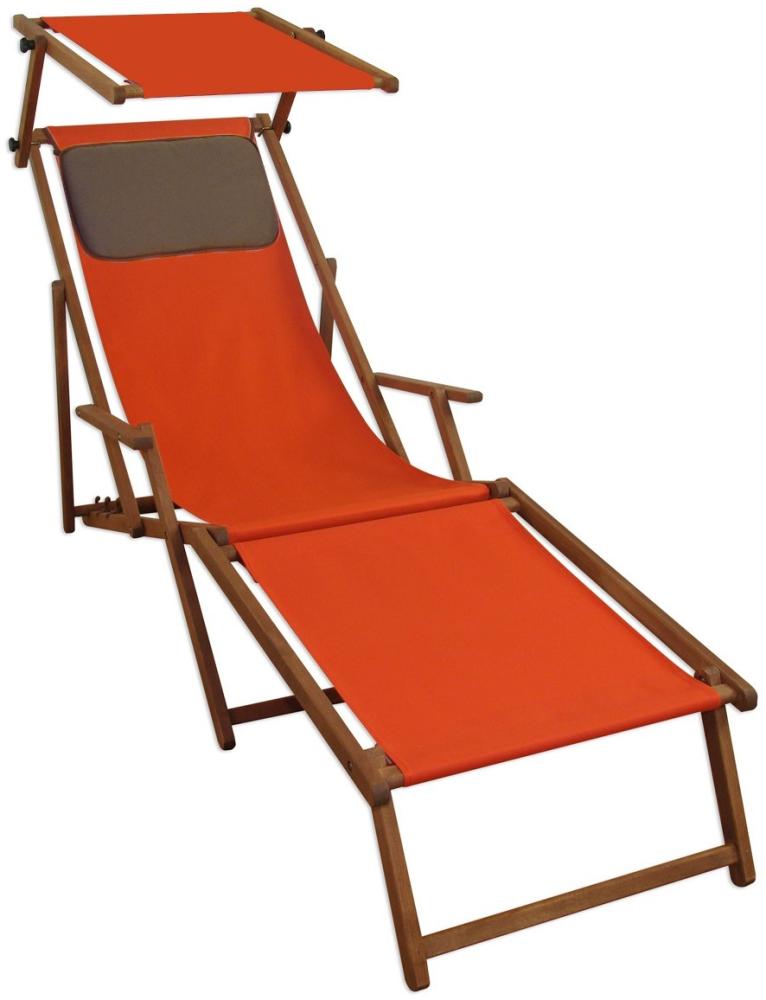 Liegestuhl terracotta Sonnenliege Strandstuhl Deckchair Fußablage Kissen Sonnendach 10-309FSKD Bild 1