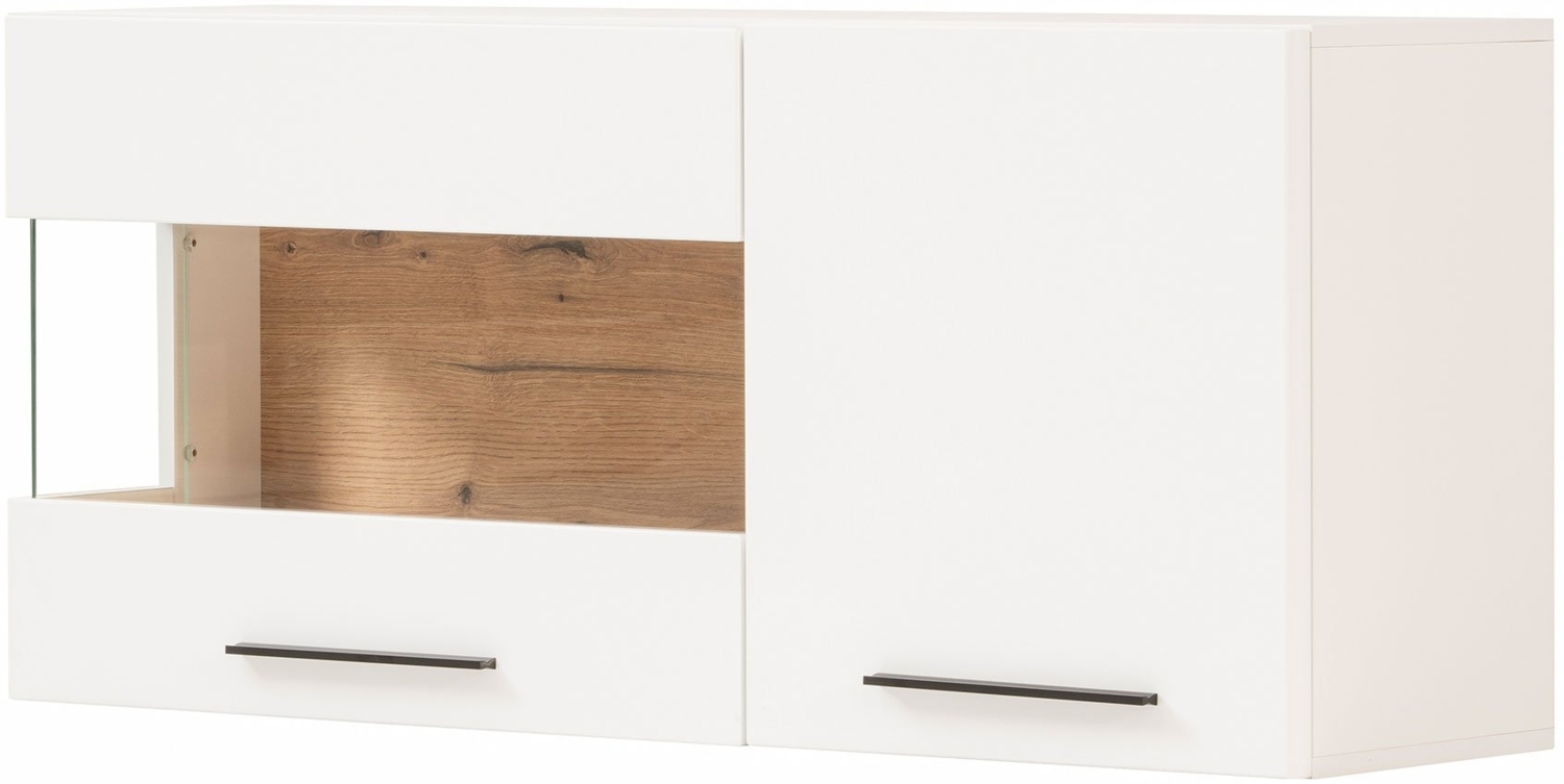 Hängevitrine San Remo / Salerno, Holzwerkstoff, Weiß, Holzfarben, 120 x 54 x 35 cm Bild 1