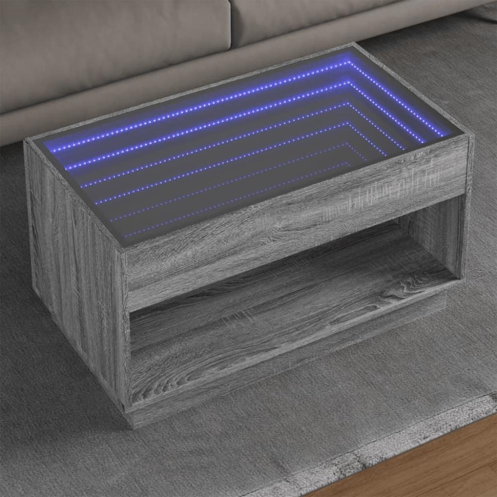 vidaXL Couchtisch mit Infinity-LED Grau Sonoma 90x50x50 cm 847670 Bild 1