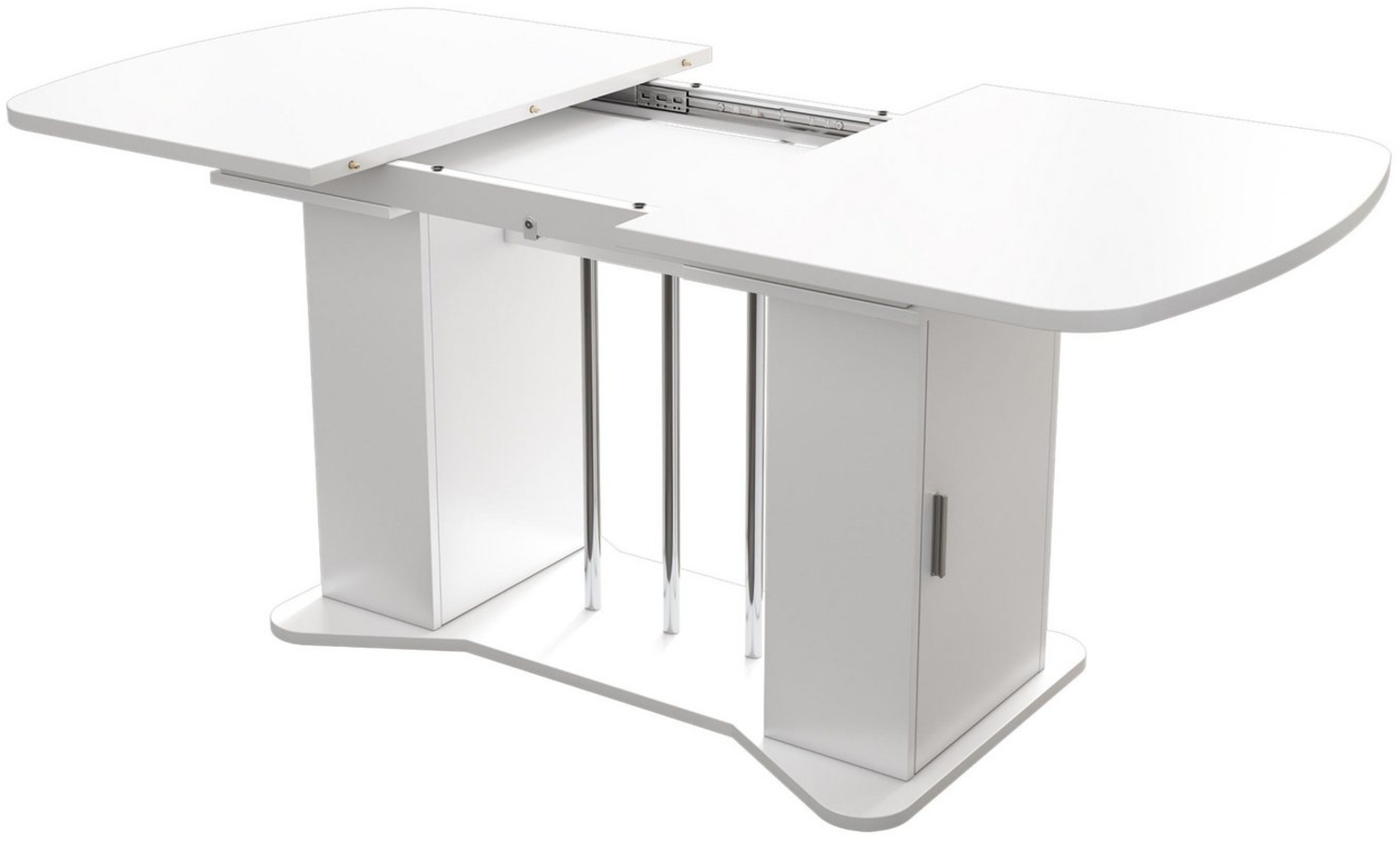 SeedWave Esstisch Ausziehbarer Esstisch (120-160 cm), Stauraum auf Beiden Seiten, Moderner Design mit Silberplattierten Metallbeinen, Für 6-8 Personen Bild 1