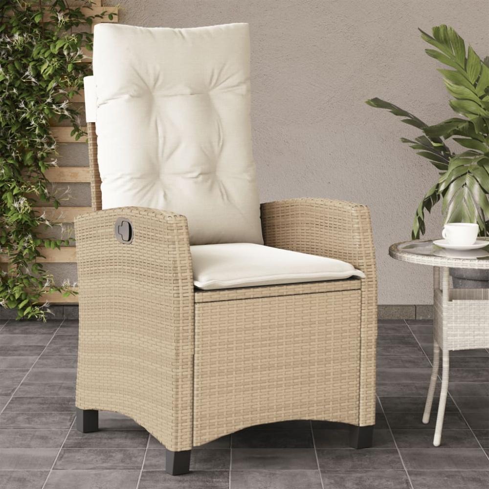 vidaXL Gartensessel mit Kissen Verstellbar Beige Poly Rattan 365212 Bild 1