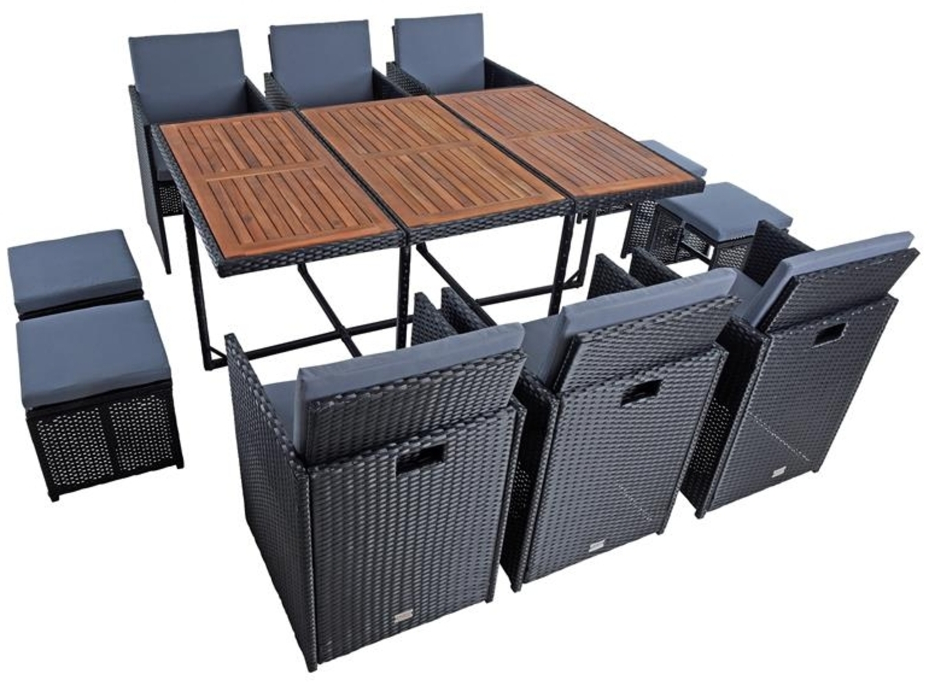 Polyrattan Sitzgruppe Gartenmöbel Set Rattanmöbel 10 Personen Gartenset Schwarz Bild 1