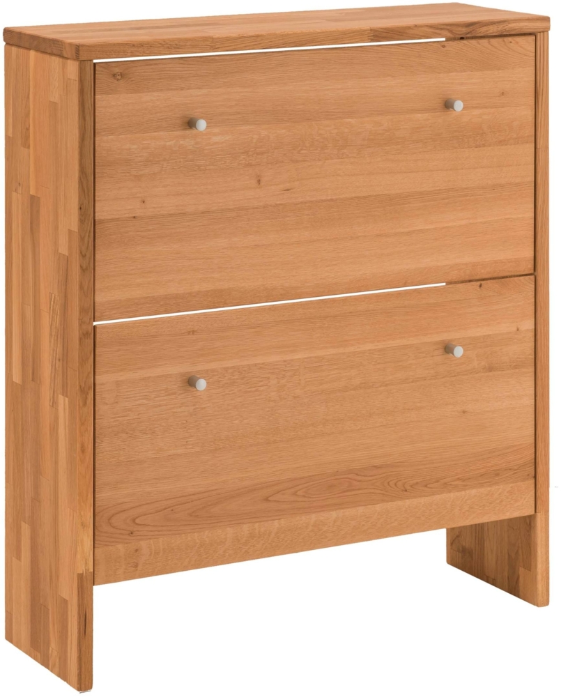 Schuhschrank Schuhkipper KIRSA 2 Klappen Wildeiche massiv geölt Bild 1