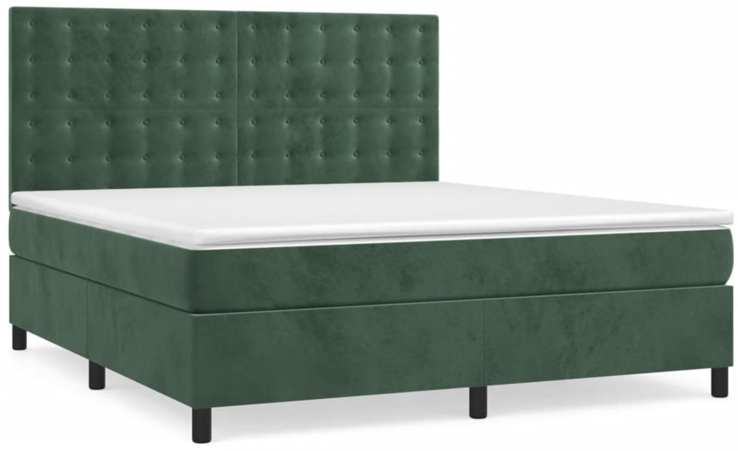 vidaXL Boxspringbett mit Matratze Dunkelgrün 160x200 cm Samt 3143274 Bild 1