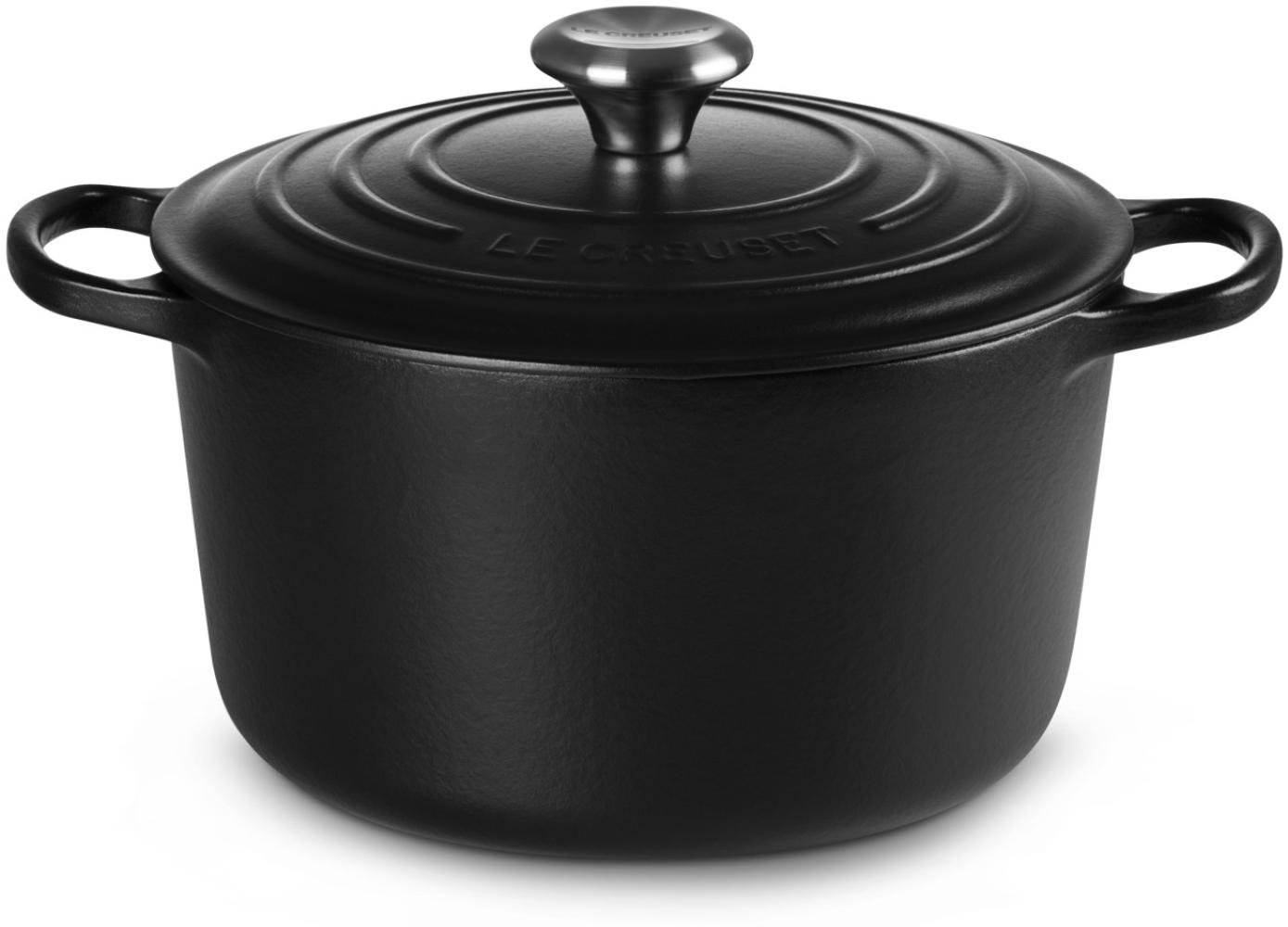 Le Creuset Signature Gusseisen-Bräter mit Deckel, Für alle Herdarten und Induktion geeignet, Rund, Schwarz, 24,0 cm, 5 Bild 1