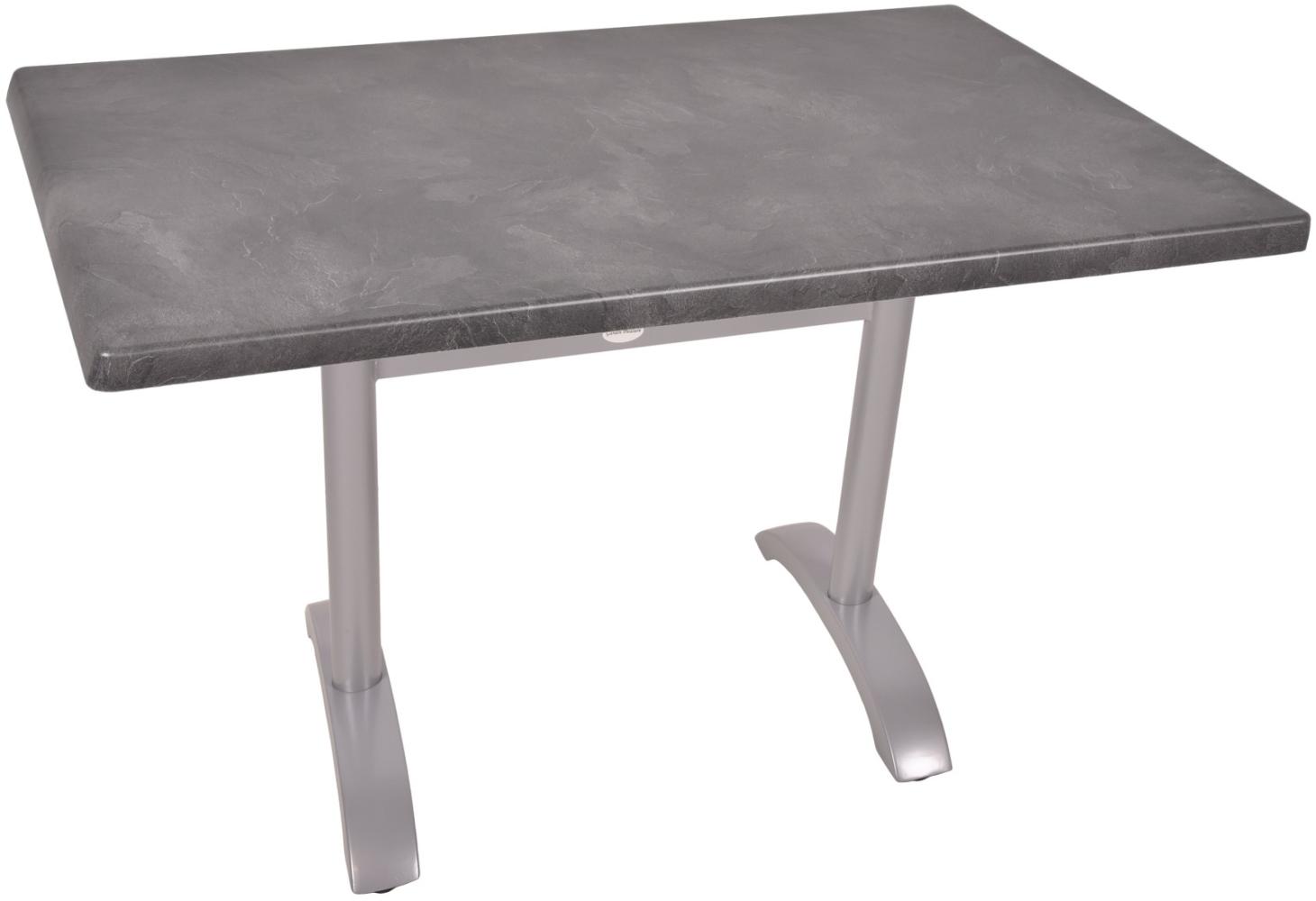 Bistrotisch Set Dark Slate 120x80cm Tischgestell Alu silber matt Garten Tisch Bild 1