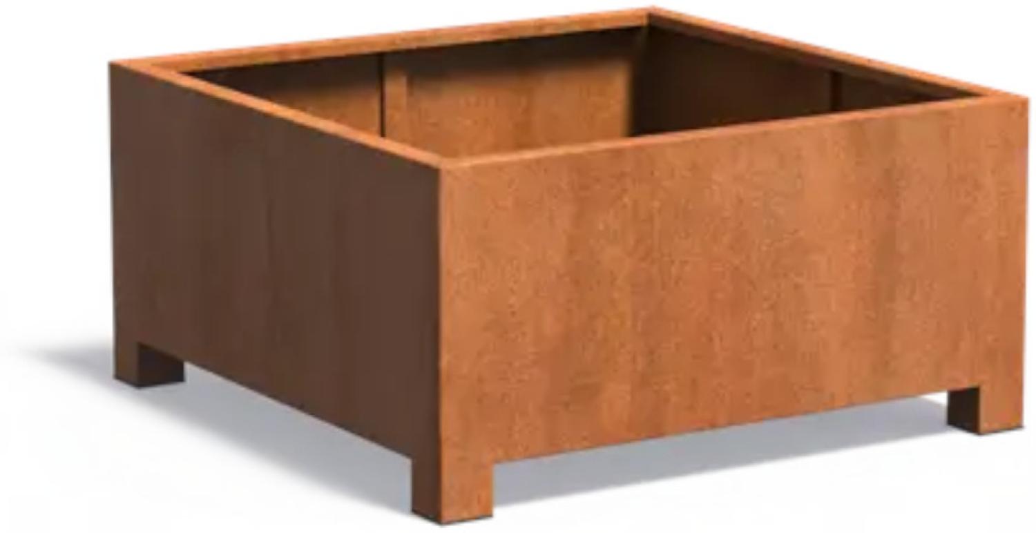 Adezz Pflanzgefäß Carrez mit Füßen aus Corten-Stahl Pflanzkübel Größe 120x120x60 cm Bild 1