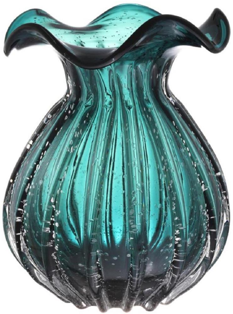 Casa Padrino Glas Vase / Blumenvase Grün Ø 26 x H. 33 cm - Luxus Wohnzimmer Deko Bild 1