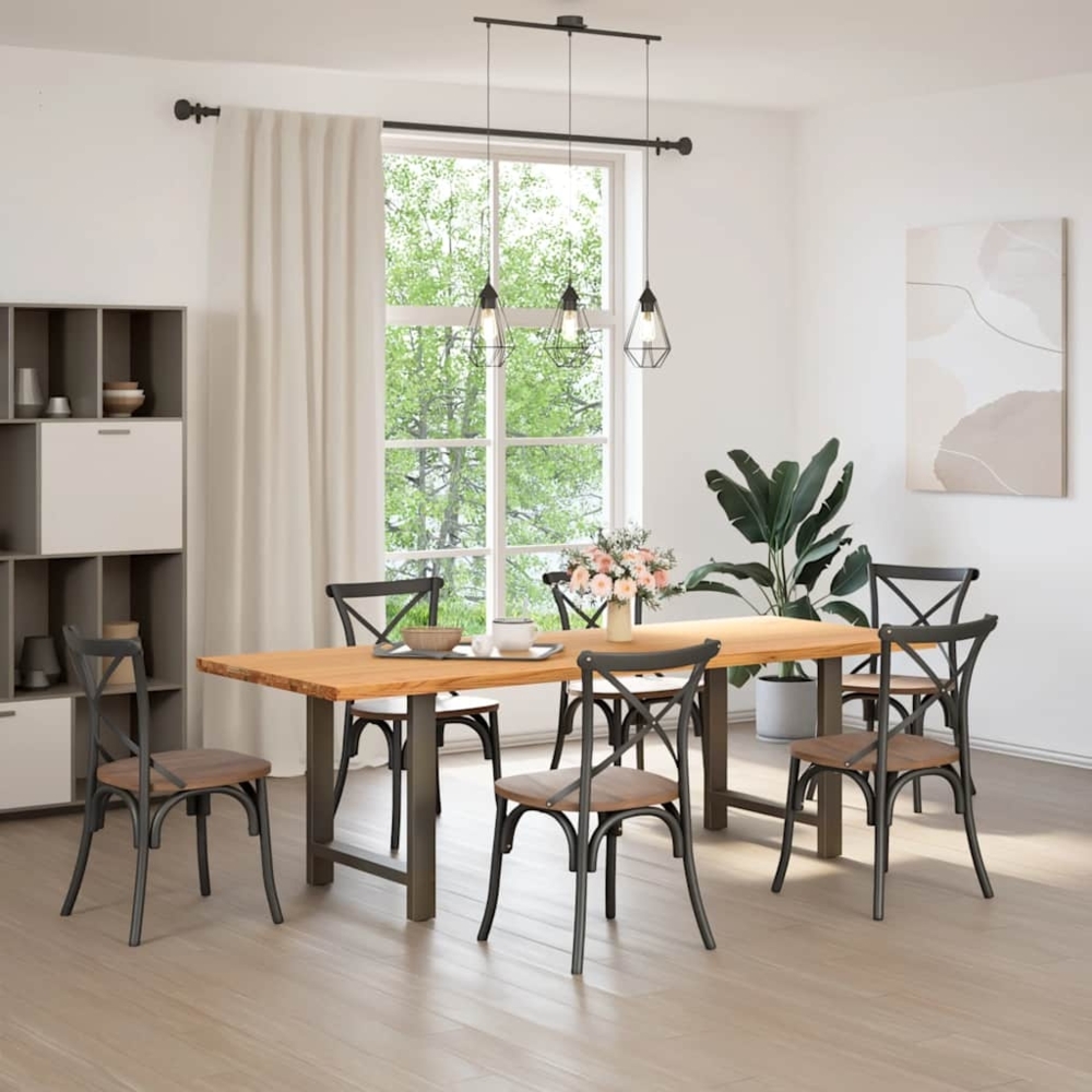 vidaXL Esstisch Hellbraun 240x90x74 cm Massivholz Eiche Rechteckig 3304339 Bild 1