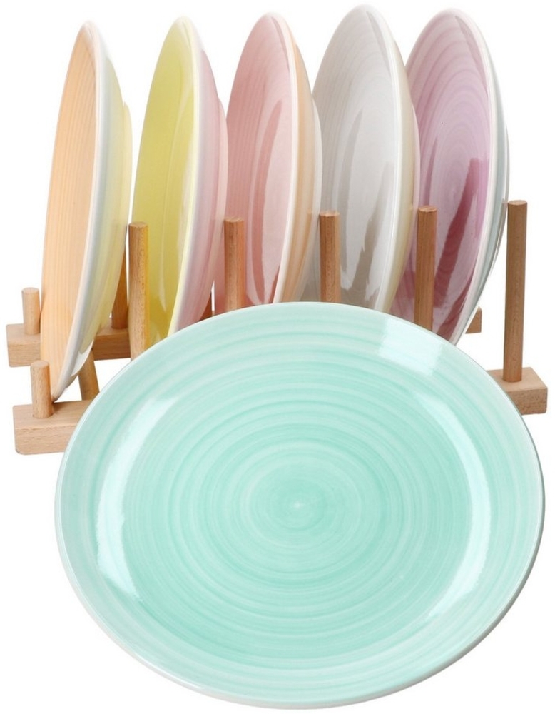 MamboCat Frühstücksteller Pastello 6er Set Kuchenteller Steingut 6 Pers bunt Dessert-Teller Bild 1