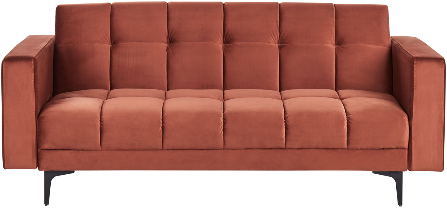 3-Sitzer Sofa Samtstoff hellrot Schlaffunktion ALNES Bild 1