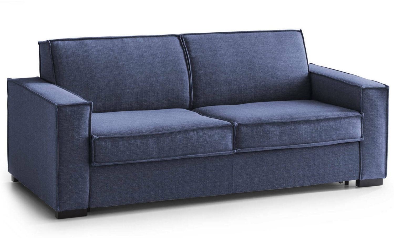 Dmora 2-Sitzer Schlafsofa Alisa, Wohnzimmersofa mit drehbarer Öffnung, gepolsterter Stoff, schmale Armlehnen, 100 % Made in Italy, 180 x 95 x 90 cm, Blau Bild 1