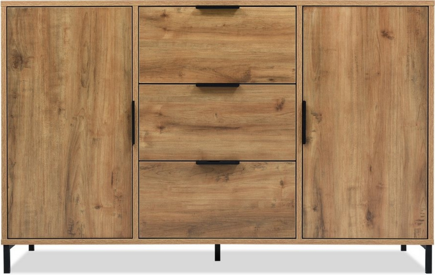 REDOM Kommode (Sideboard Schrank mit 3 Schubladen und 2 Türen), Für Wohnzimmer Bild 1