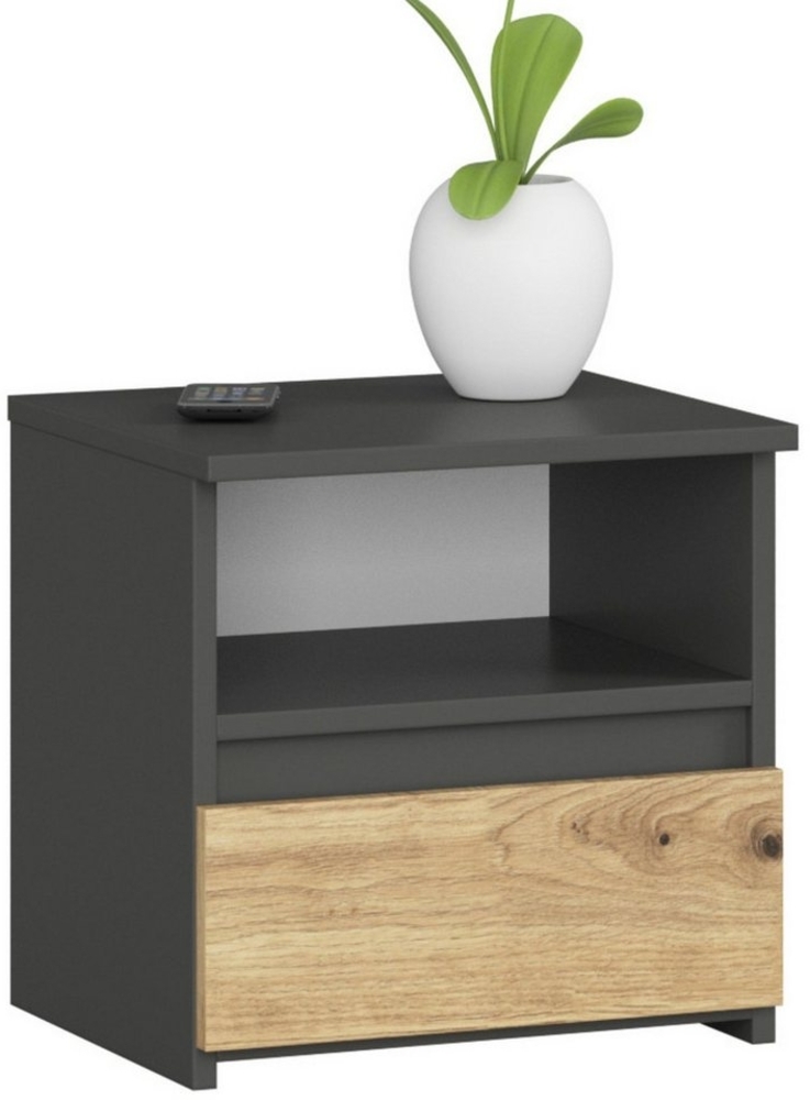 Home Collective Kommode 40 cm breit Holz Highboard Sideboard für Flur Schlafzimmer Wohnzimmer (Mehrzweckschrank Schrank schmal Kommode Schlafzimmer mit Schubladen), Kinderzimmer Organizer 40 cm hoch, 1 Schublade graphit-Artisan Eiche Bild 1