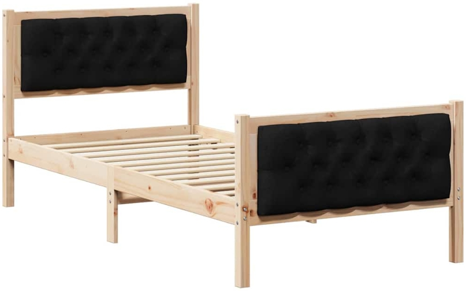 vidaXL Bettrahmen Schwarz 90 x 190 cm Massives Kiefernholz 878436 Bild 1