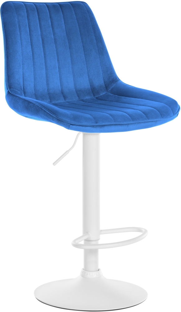 DELUKE® Barhocker RIO - Blau, Samt, Weiß Barhocker mit Lehne Barstuhl Tresenhocker Tresenstuhl Kneipenhocker Kneipenstuhl Bild 1