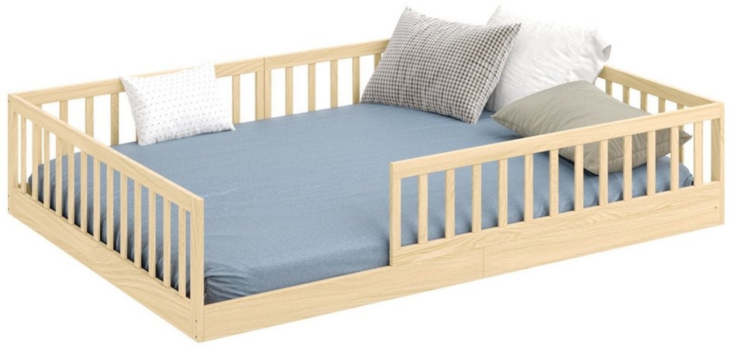 CADANI Kinderbett CADANI Timi Kinderbett Montessori Bodenbett (Rausfallschutz abnehmbar), Bodenbett mit Roll-Lattenrost Bild 1