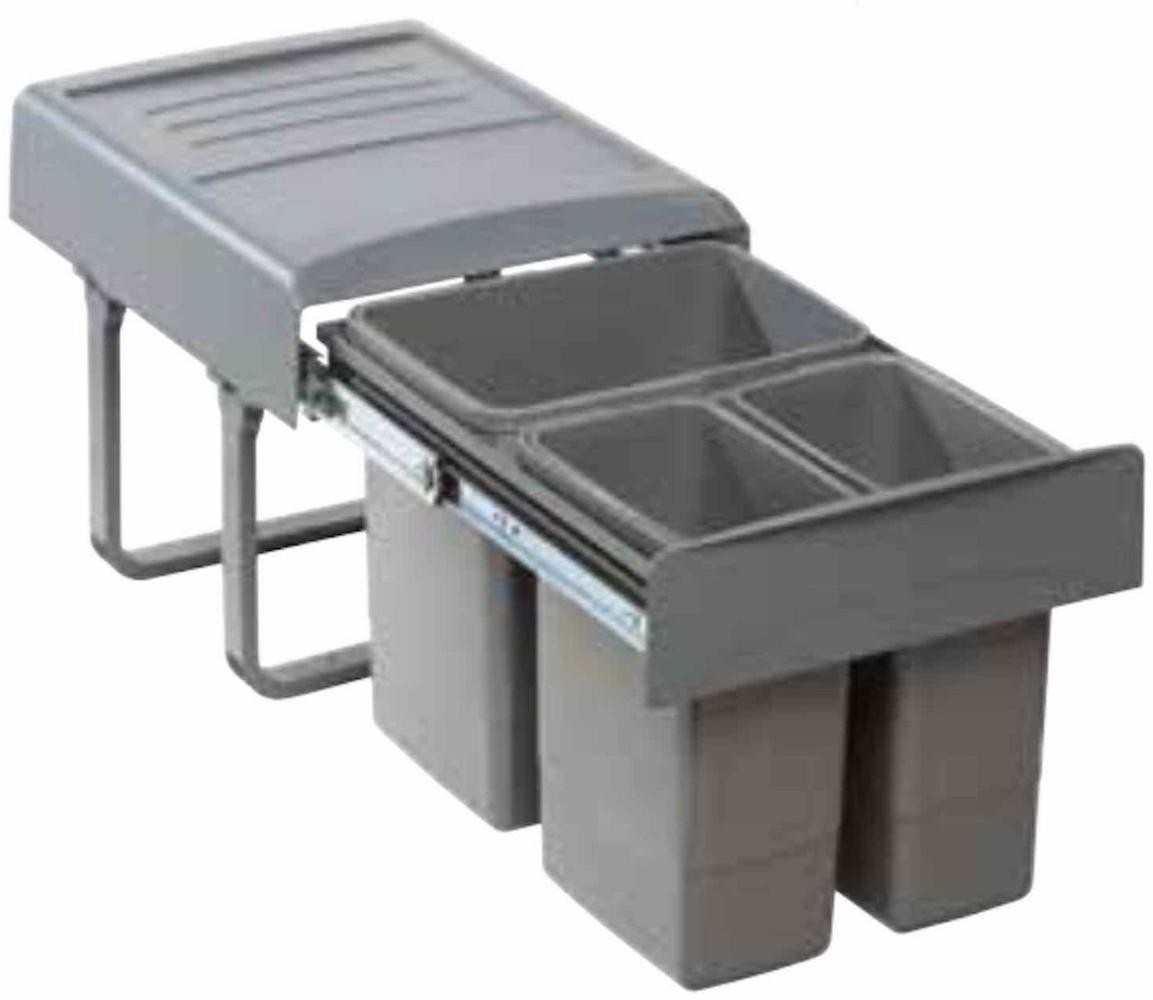 EKOTECH 90094162S Abfallsorter MEGA mit 1x 15 u. 2x 7 Liter Abfallvolumen / 3-fach Trennung / Soft Closing System Bild 1