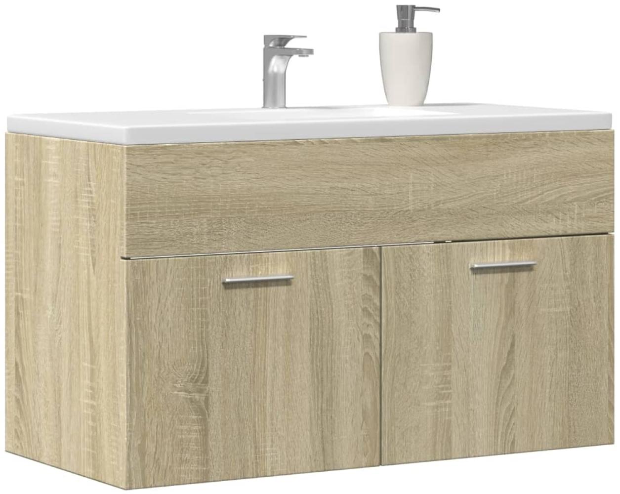 Waschbeckenunterschrank Sonoma-Eiche 90 x 38,5 x 46 Holzwerkstoff Bild 1