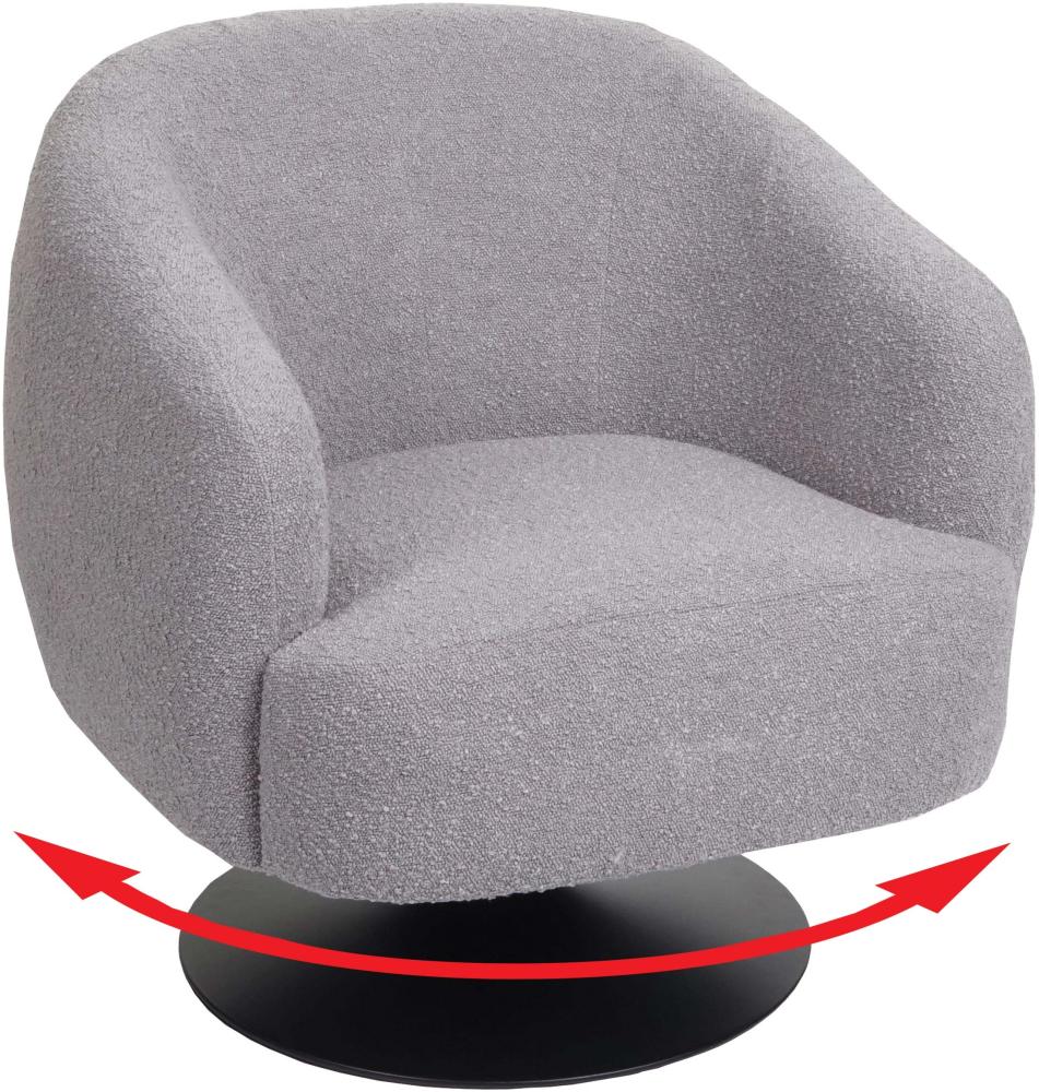 Lounge-Sessel HWC-J76, Cocktailsessel Sessel drehbar, Bouclé Stoff Metall ~ hellgrau Bild 1