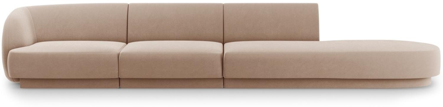 Micadoni 4-Sitzer Rechts Samtstoff Sofa Miley | Bezug Cappuccino | Beinfarbe Black Plastic Bild 1