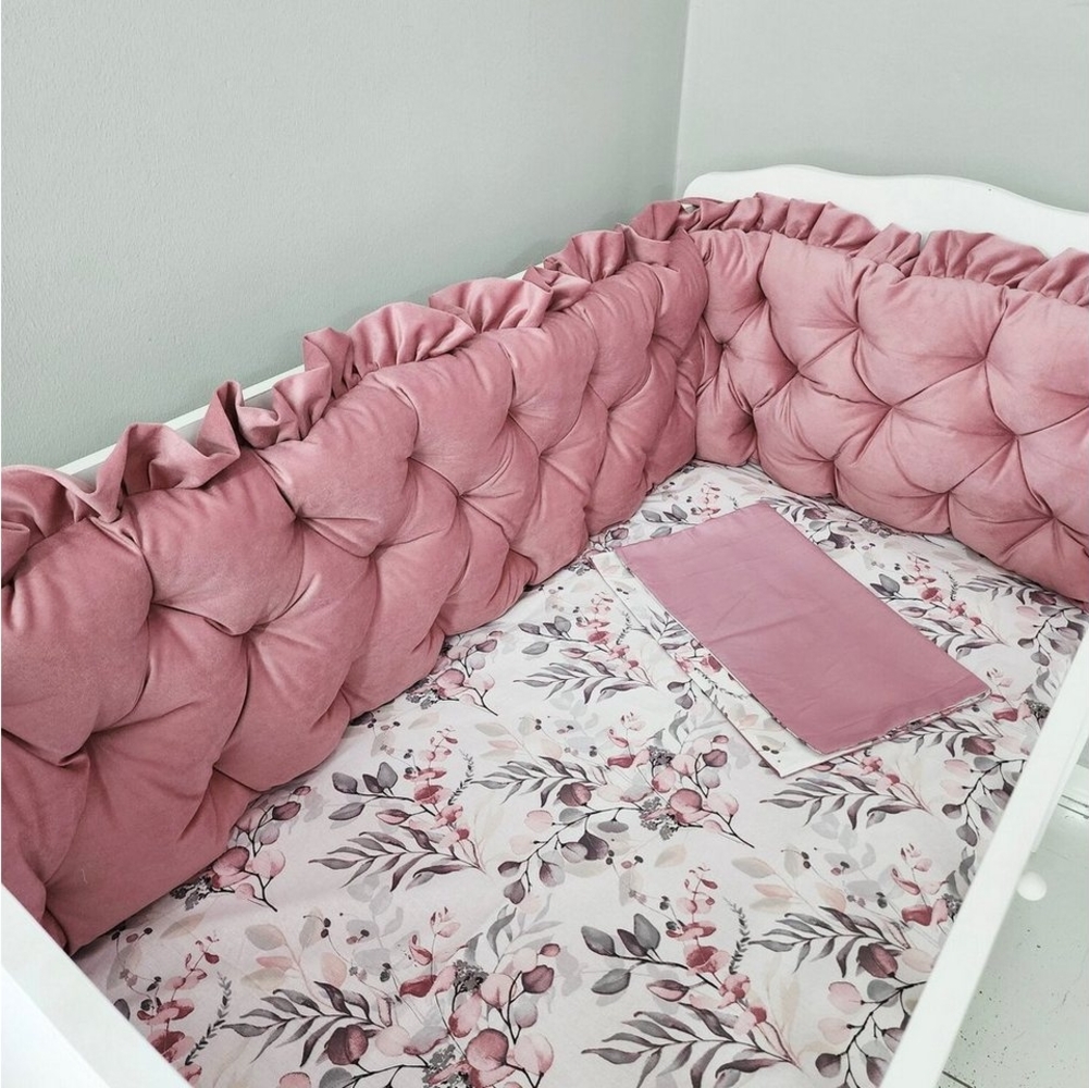 Baby Fancyroom Bettnestchen Samt Bettumrandung Nestchen Volant Kantenschutz Babybett Gitterbett, (weicher Samtstoff, hochwertig, Bettwäsche oder Bettumrandung), Mit Liebe handgefertigt, Premium Samt, Babynestchen, Babynest Bild 1