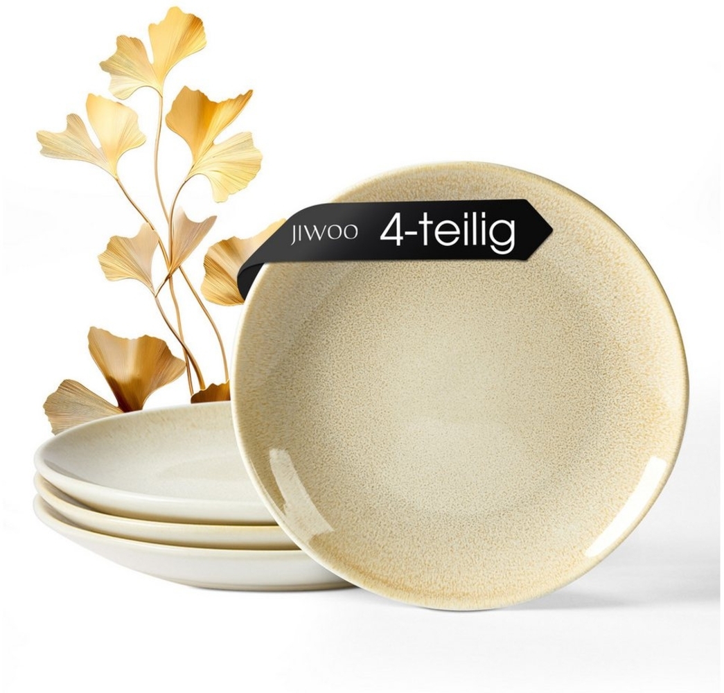 JIWOO Teller 4er,Ø19.5cm,Salatteller,Dessertteller,Frühstücksteller,Steakteller, (4 St), Keramik,Mikrowellen-und spülmaschinenfest,Glänzende ReaktivglasurØ19.5 Bild 1