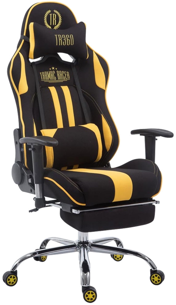 CLP Racing Gaming Bürostuhl Limit V2 Stoff höhenverstellbar und drehbar,schwarz/gelb mit Fußablage Bild 1